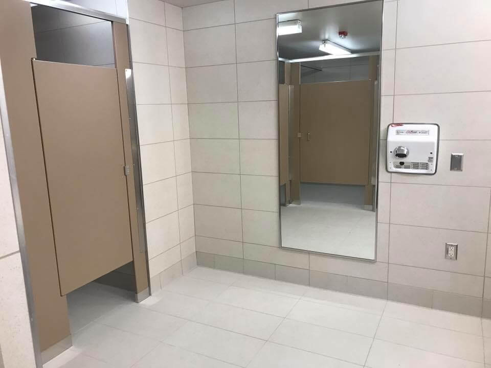 ISU Milner Library Restroom Stall and Mirror - Johnco Construction